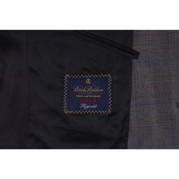 Brooks Brothers Fitzgerald Gray Blue Windowpane Saxxon Wool 2-Btn Sportcoat 42L - Picture 7 of 10